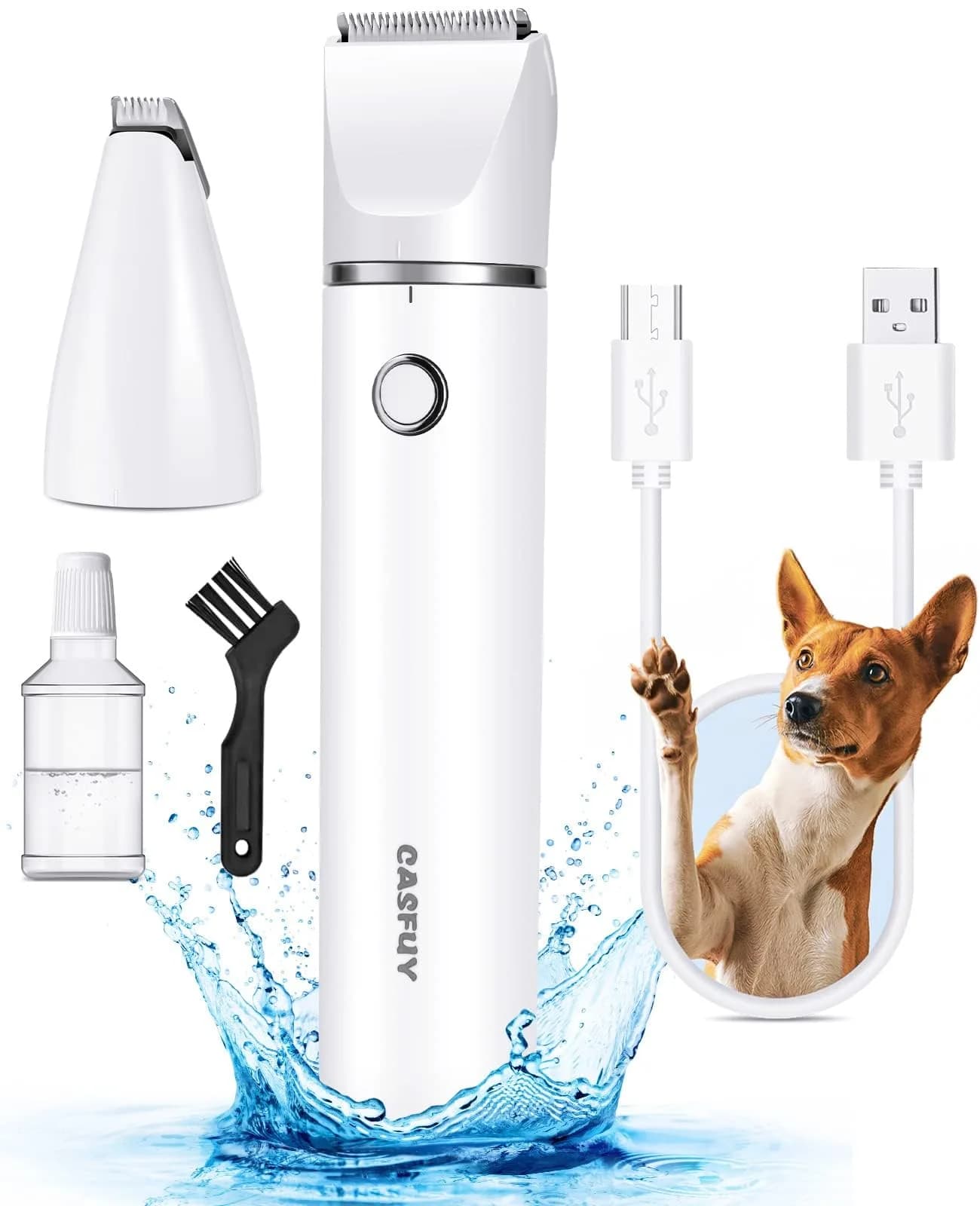 Casfuy Cordless Dog Paw Trimmer - Low Noise Small Dog Clippers with Double Blades USB Rechargeable for Dogs Cats and Small Pets - main product image