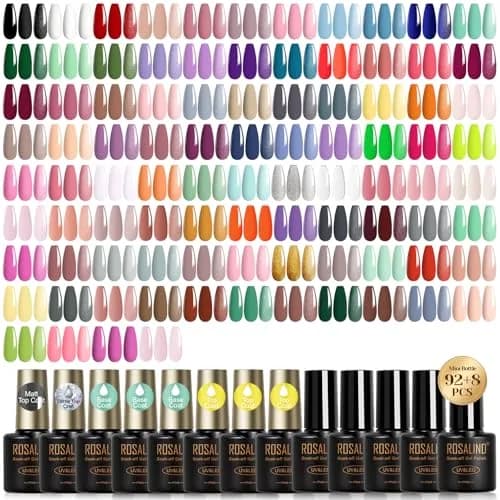 ROSALIND Gel Nail Polish Set 100PCS with 8 Base & Top Coats | 92 Colors, Long-Lasting, Safe for All Seasons thumbnail 1