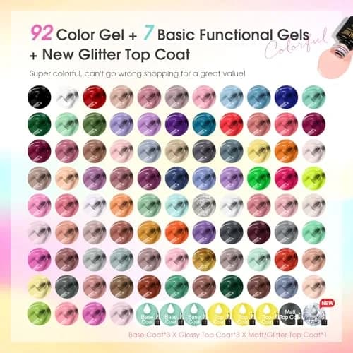 ROSALIND Gel Nail Polish Set 100PCS with 8 Base & Top Coats | 92 Colors, Long-Lasting, Safe for All Seasons thumbnail 2