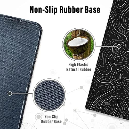 Ovenbird Extra Large Mouse Pad, Extended Topographic Map Gaming Mousepad with Non-Slip Base & Stitched Edges, 35.4" (900mm) x 15.7" (400mm), Black thumbnail 5