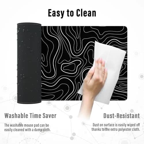 Ovenbird Extra Large Mouse Pad, Extended Topographic Map Gaming Mousepad with Non-Slip Base & Stitched Edges, 35.4" (900mm) x 15.7" (400mm), Black thumbnail 6