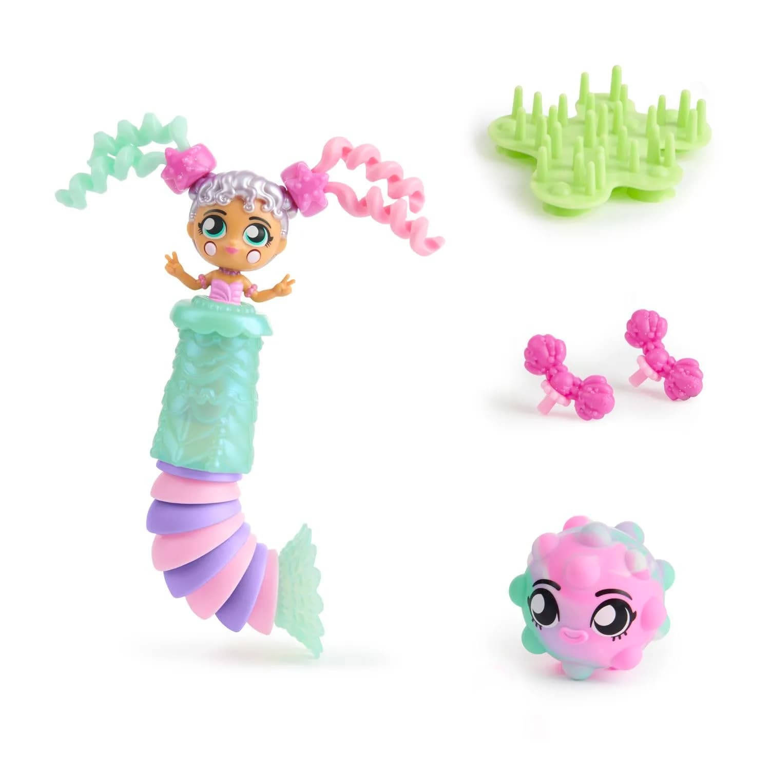 Fashion Fidgets Deluxe Mermaid Doll & Pet with 18+ Ways to Fidget | 10 inches Multicolored Plastic