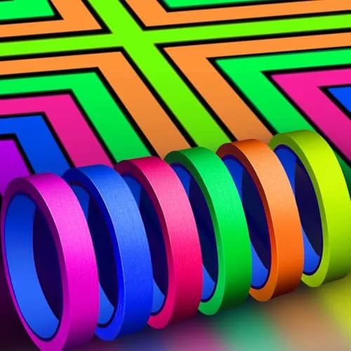Whaline Neon Gaffer Cloth Tape 0.6 inch | UV Fluorescent Rainbow Colors for UV Party (35 ft) thumbnail 1