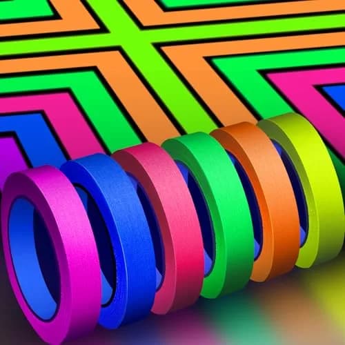 Whaline Neon Gaffer Cloth Tape 6 Colors, 15mm x 18m (0.6 inch x 60 ft) | Glows Under UV Blacklight for Parties thumbnail 1