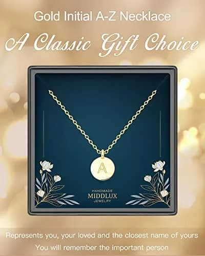 MIDDLUX Gold Letter Necklace 16 + 2" | Personalized Initial Jewelry for Women thumbnail 7
