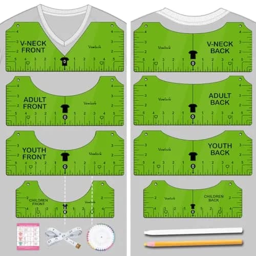 Vowlove T-Shirt Placement Guide for Cricut Heat Press and Vinyl Transfers | Reusable PVC Ruler for Shirt Making thumbnail 1