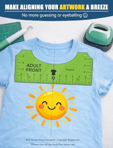 Vowlove T-Shirt Placement Guide for Cricut Heat Press and Vinyl Transfers | Reusable PVC Ruler for Shirt Making thumbnail 2