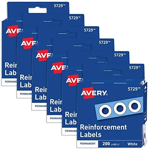 Avery Reinforcement Labels 1/4" Diameter White 1200 Labels | Permanent Adhesive for Binders thumbnail 1