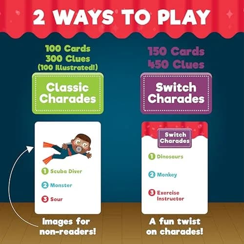 Chuckle & Roar Classic Charades Game for Kids, 750 Charades Ideas | Family Party Game for Ages 5+ thumbnail 2