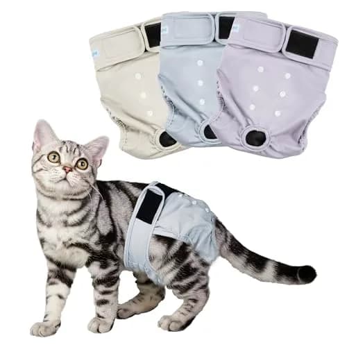 Paw Legend Reusable Cat Diapers for Female Cats & Kittens, 3-Pack X-Small | Adjustable, Waterproof, for Incontinence & Spraying thumbnail 1
