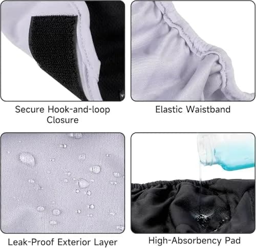 Paw Legend Reusable Cat Diapers for Female Cats & Kittens, 3-Pack X-Small | Adjustable, Waterproof, for Incontinence & Spraying thumbnail 4