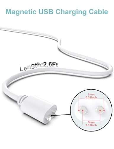 Bicmice 2.6Ft Magnetic USB DC Charger Cable Replacement Charging Cord - White (5mm/0.2in) | Copper, Magnetic, Durable thumbnail 4