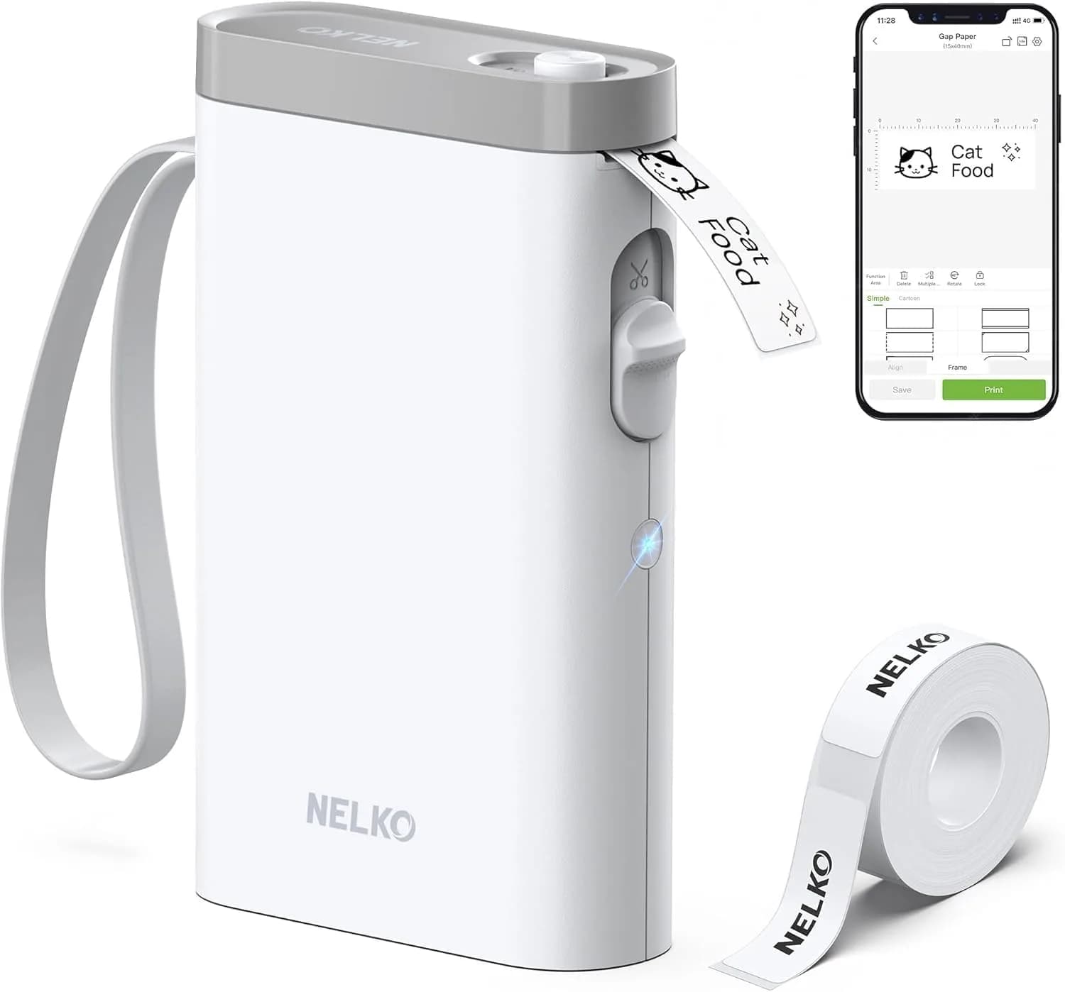 Nelko P21 Bluetooth Label Maker | 203 DPI High-Resolution Portable Printer — White / P21