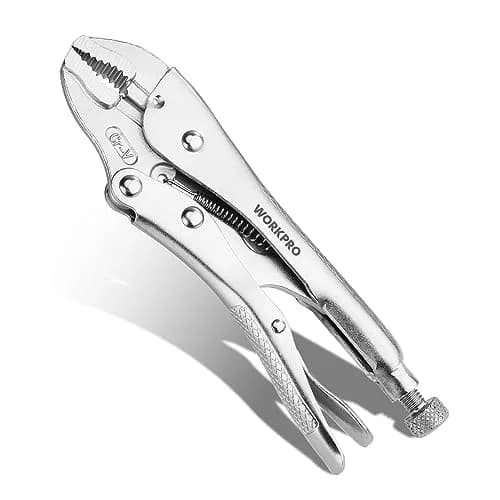 WORKPRO 7-inch Curved Jaw Locking Pliers with Wire Cutter | Heat-Treated Chrome Vanadium Steel thumbnail 1