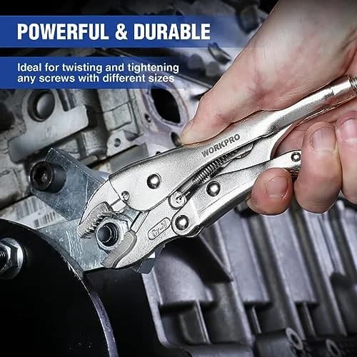 WORKPRO 7-inch Curved Jaw Locking Pliers with Wire Cutter | Heat-Treated Chrome Vanadium Steel thumbnail 6