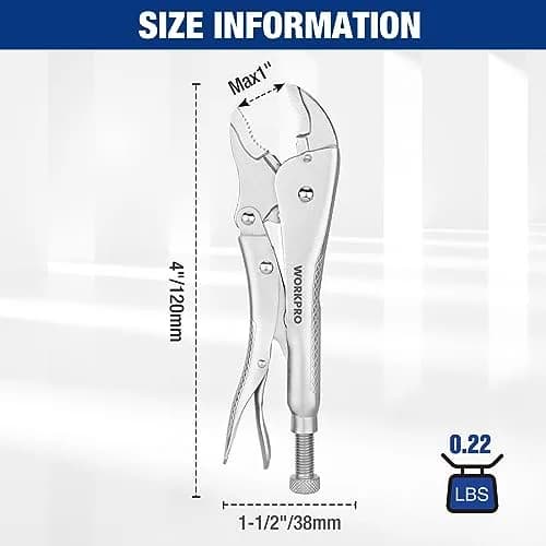 WORKPRO Locking Pliers, 4-inch Mini Curved Jaw | Durable Chrome Vanadium Steel Grip thumbnail 4
