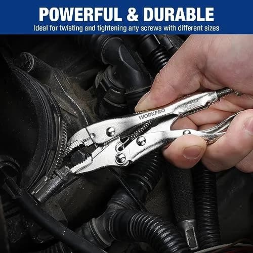 WORKPRO Locking Pliers, 4-inch Mini Curved Jaw | Durable Chrome Vanadium Steel Grip thumbnail 6