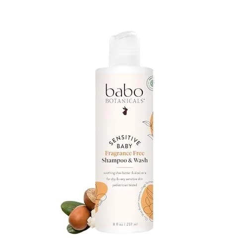 Babo Botanicals Sensitive Baby 2-in-1 Shampoo & Wash 8 Fl Oz | Fragrance-Free, Shea & Calendula for Delicate Skin thumbnail 1