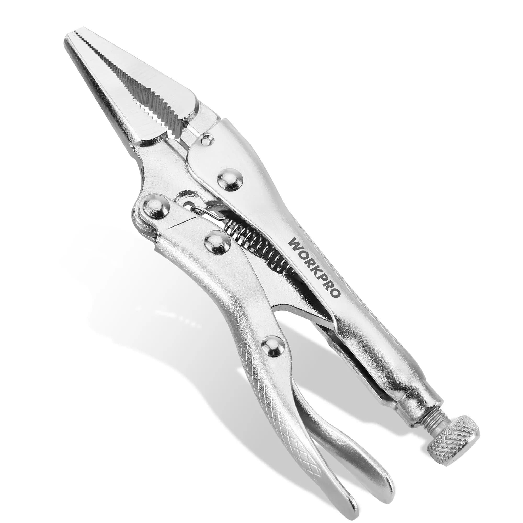 WORKPRO 4-1/2 inch Mini Long Nose Locking Pliers | Heat-Treated Chrome Vanadium Steel — 2 in