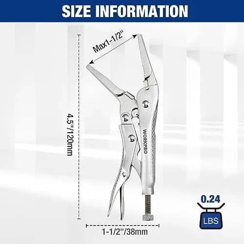 WORKPRO 4-1/2 inch Mini Long Nose Locking Pliers | Heat-Treated Chrome Vanadium Steel thumbnail 4
