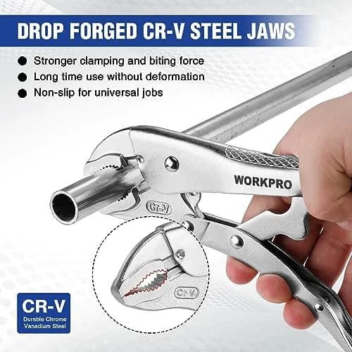 WORKPRO 10-inch Curved Jaw Locking Pliers with Wire Cutter | Heat-Treated Chrome Vanadium Steel thumbnail 2