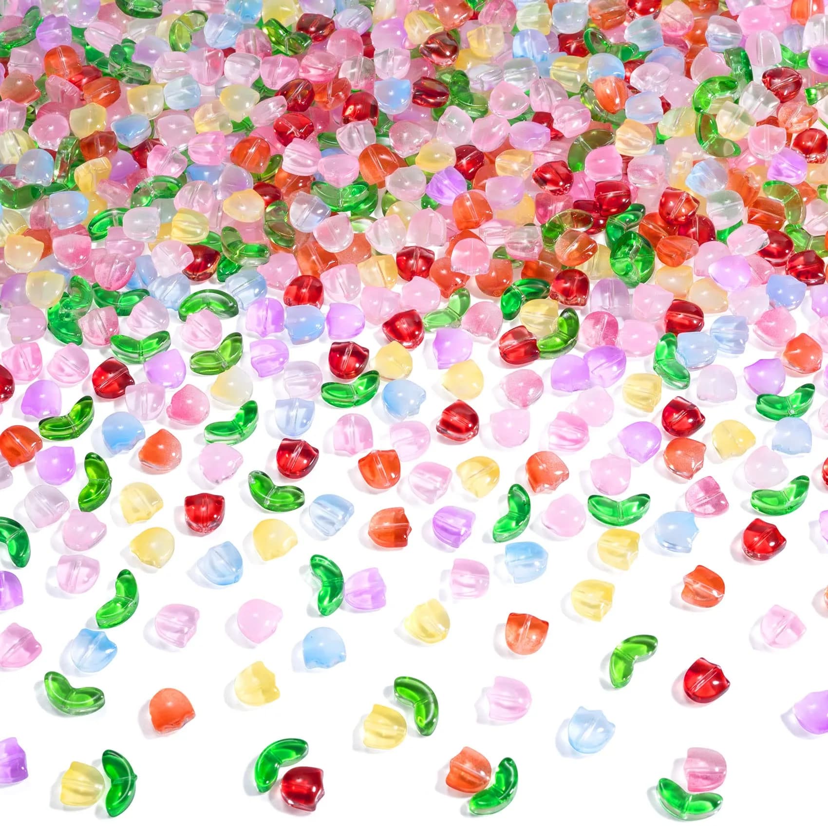 PAGOW 120pcs Tulip Flower Glass Beads | Colorful Czech Handcrafted Loose Glass Beads for Jewelry — Tulip-320pcs Bright Colors