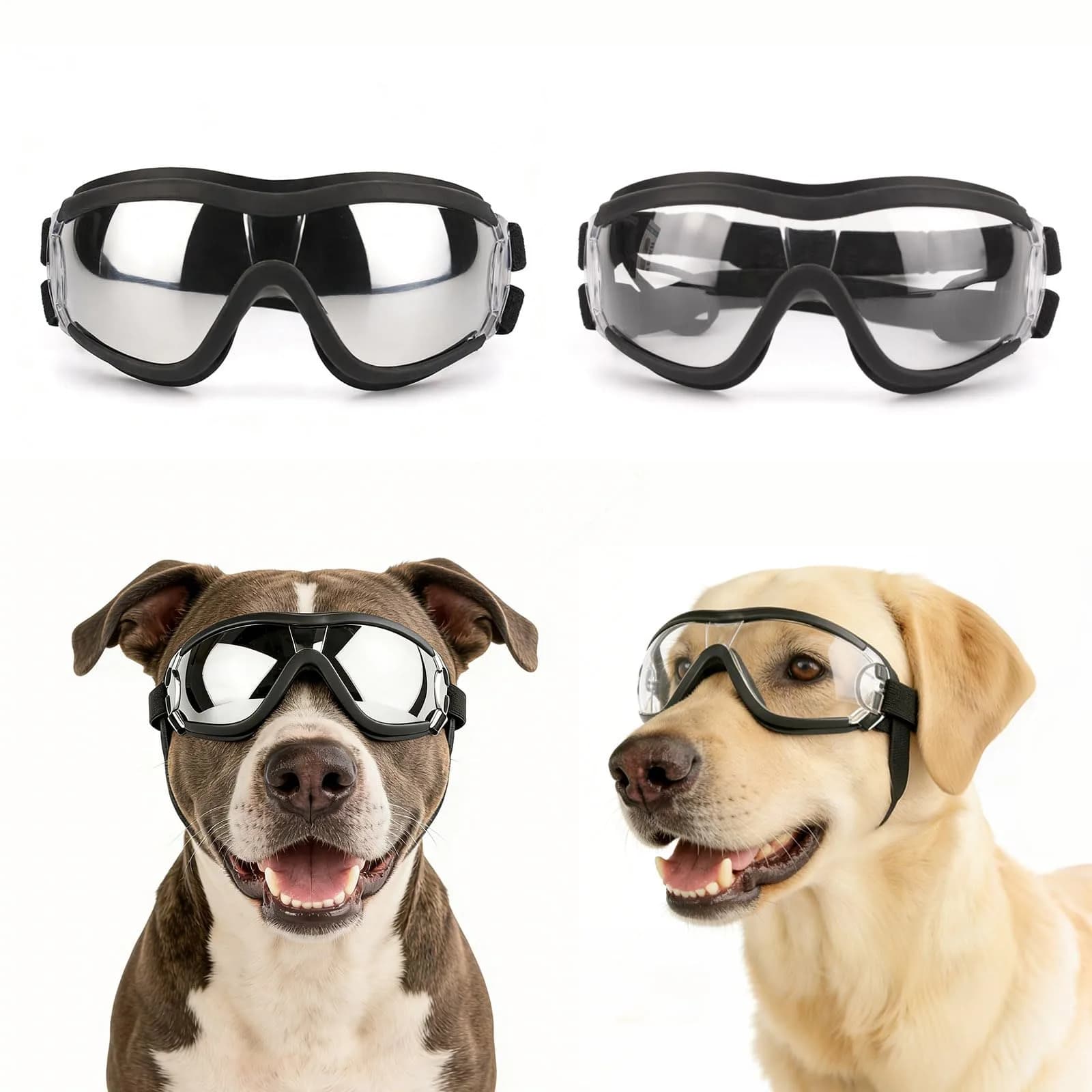 NAMSAN Dog Sunglasses for Medium to Large Dogs, UV Protection Dog Goggles Large Breed, Pink | Adjustable Sporty Eyewear — 2PCS
