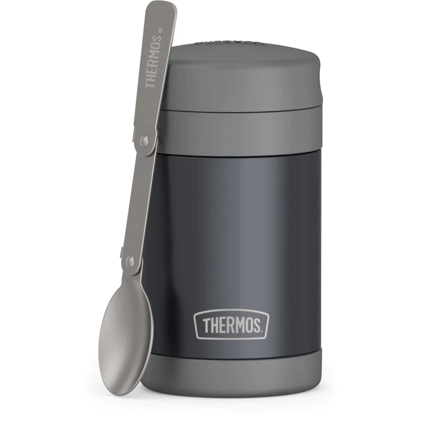 THERMOS FUNTAINER Food Jar with Spoon, 16oz (473ml) Matte Black | Keeps Food Hot 7 Hrs, Cold 9 Hrs — Matte Charcoal