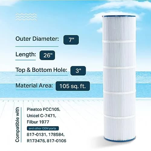 Mist Pool Filter Replacement 7" x 26" | Compatible with Pentair 420 & More, 105 sq ft thumbnail 2