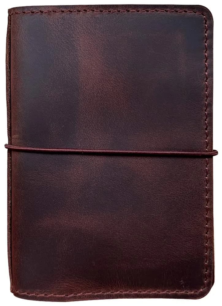newestor Travelers Notebook Cover Passport Size Dark Brown | Genuine Leather with Pen Loop & Card Slots — A6