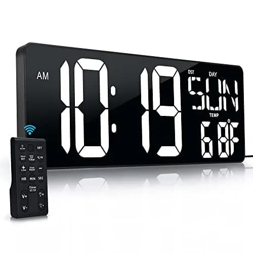 CYMHCHL 17.2" Large LED Digital Wall Clock with Remote & Timer | 43.7 cm (17.2 Inch) White thumbnail 1
