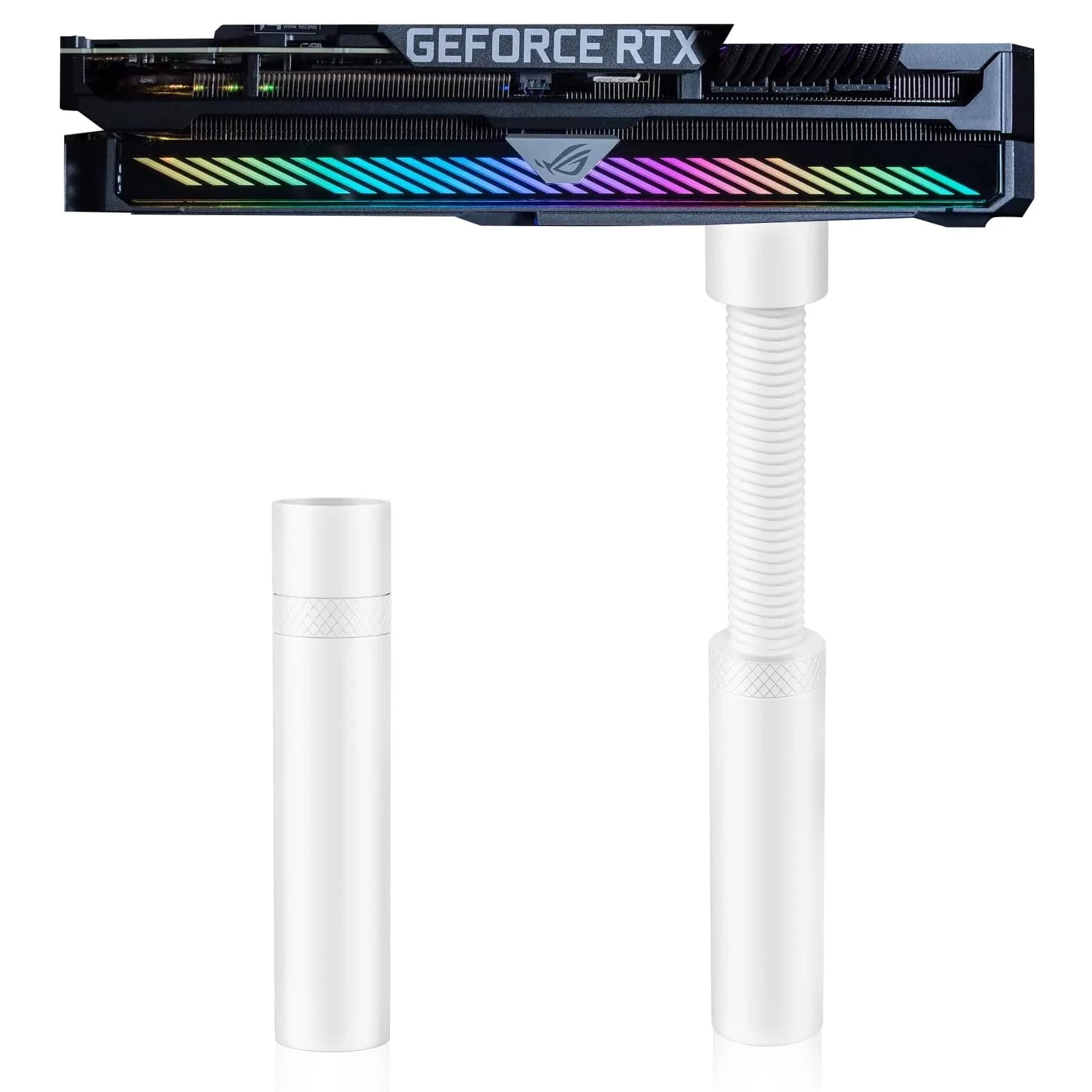 Aivalas Graphics Card GPU Brace Support | Anti Sag Holder, Height Adjustable, Aluminum, Blue — White