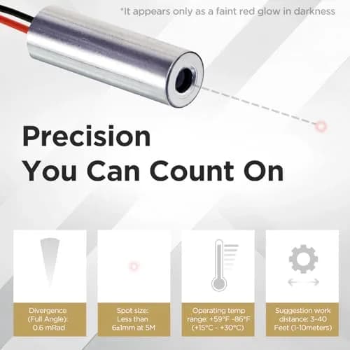 Quarton VLM-780-03 LPT IR Dot Laser Module 780nm Class 1 Eye-Safe | 0.6 mRad Beam Divergence thumbnail 7
