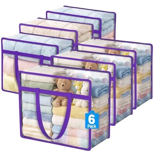 Budding Joy 6 Pack Clear Storage Bags 45L | Heavy-Duty PVC Closet Organizer for Clothes & Bedding thumbnail 1