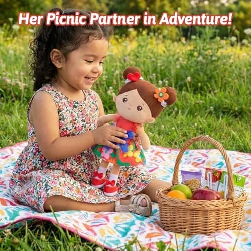 OUOZZZ Soft Plush Baby Doll 12.6 Inch, Brown Skin Snuggle | CPSIA Certified Safe & Soft for Infants thumbnail 5