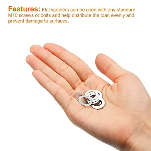 uxcell M10 304 Stainless Steel Flat Washers 50pcs 10x16x0.5mm | Corrosion-Resistant, Heavy Load Support thumbnail 4