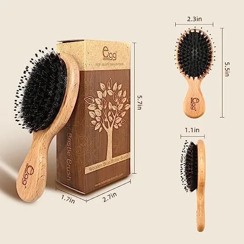 BLACK EGG Mini Boar Bristle Hair Brush - Detangling Travel Hairbrush for All Hair Types | 14.6cm (5.75 inches) thumbnail 5