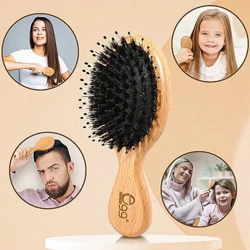 BLACK EGG Mini Boar Bristle Hair Brush - Detangling Travel Hairbrush for All Hair Types | 14.6cm (5.75 inches) thumbnail 7