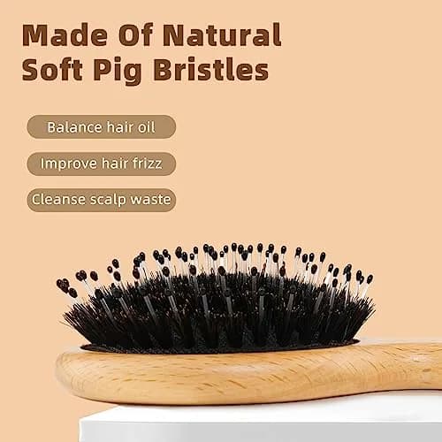 BLACK EGG Mini Boar Bristle Hair Brush - Detangling Travel Hairbrush for All Hair Types | 14.6cm (5.75 inches) thumbnail 3