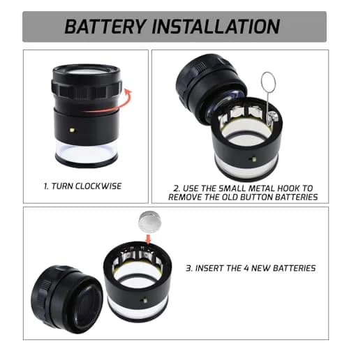 DANOPLUS Jewelers Loupe 10X Magnification with 8 LED Lights & 4 Glass Scale Lens, 0.98'' Field of View thumbnail 6