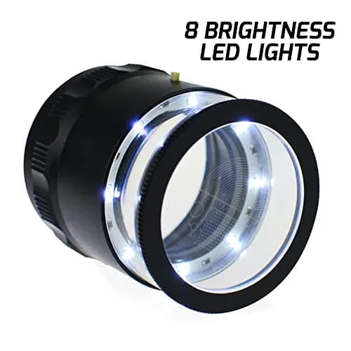 DANOPLUS Jewelers Loupe 10X Magnification with 8 LED Lights & 4 Glass Scale Lens, 0.98'' Field of View thumbnail 2