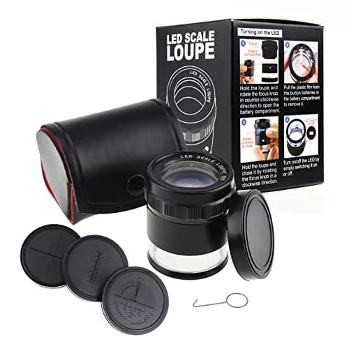 DANOPLUS Jewelers Loupe 10X Magnification with 8 LED Lights & 4 Glass Scale Lens, 0.98'' Field of View thumbnail 3
