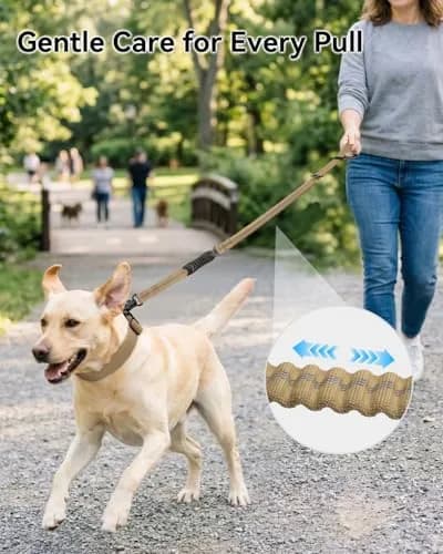 Joytale Tactical Bungee Dog Leash 4FT-6FT | Shock Absorbing No Pull, Coyote Brown thumbnail 3