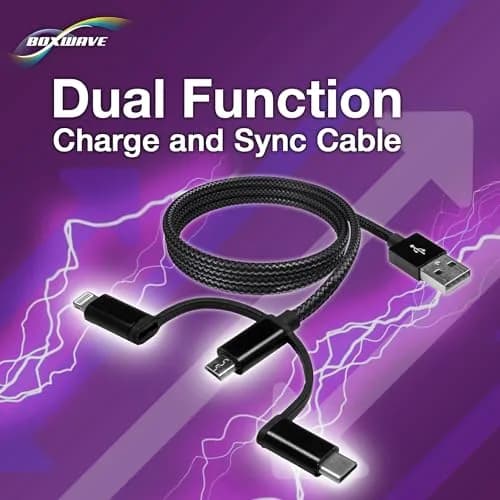 BoxWave AllCharge 3-in-1 USB C & Micro USB Cable 100cm | Compatible with Sony Walkman NW-A306 thumbnail 6