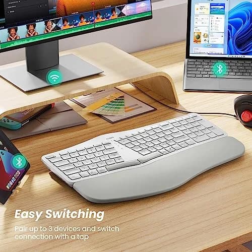 Nulea RT05 Wireless Ergonomic Keyboard | Split Design with Wrist Rest, Bluetooth & USB-C Charging, 7-Color Backlight, Compatible with Windows & Mac thumbnail 7