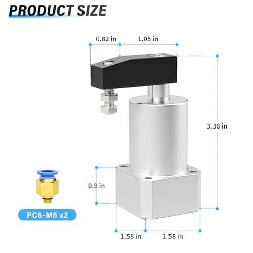 TAILONZ PNEUMATIC Left-Turn Cylinder 20mm Bore | 90° Rotation, Aluminum Alloy, Double Action, 0-1.5Mpa thumbnail 2