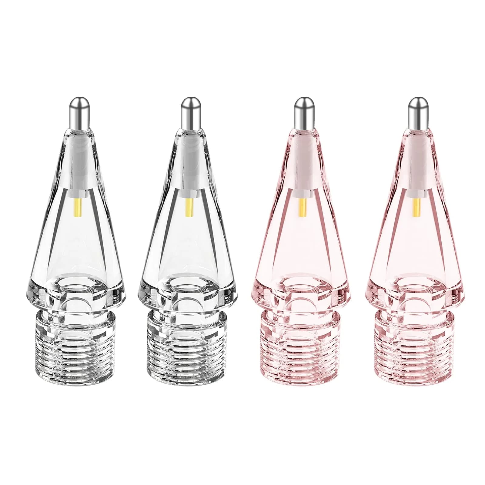 Frylaa Metal Pencil Tips for Apple Pencil 1st & 2nd Gen | 4 Pack, Clear — Clear + Clear Pink