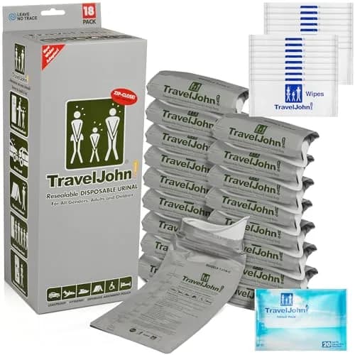 TravelJohn Resealable Disposable Urinal Bags 28oz | Odorless, Leakproof, Reusable for Travel & Camping thumbnail 1