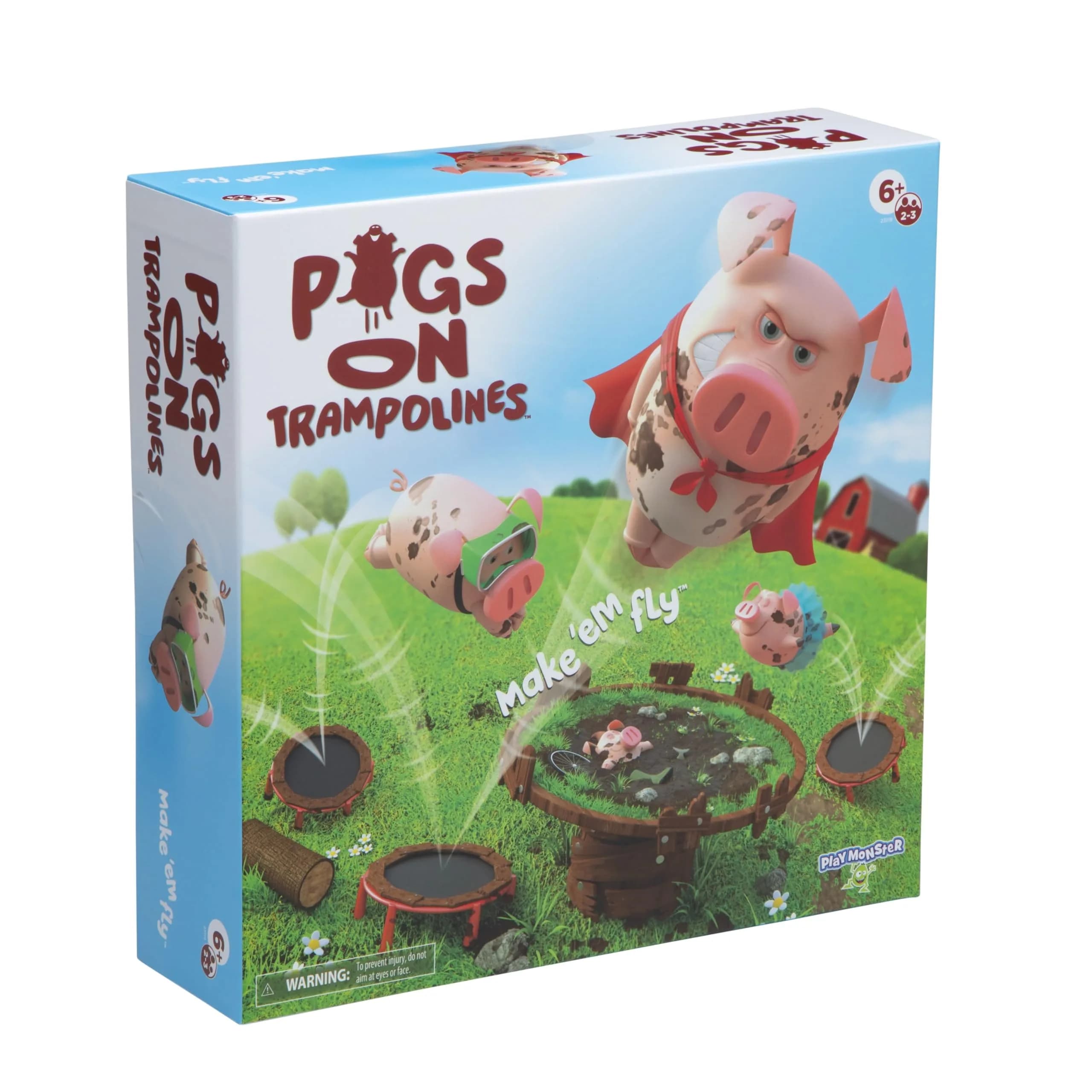 PlayMonster Pigs on Trampolines Board Game for Family Night | Hand-Eye-Coordination Game for Kids 6+ (1 Unit) — Pigs on Trampolines
