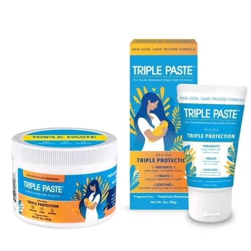 Triple Paste Diaper Rash Cream Bundle, 8 oz Tub & 3 oz Tube | Zinc Oxide & Oat Extract for Sensitive Baby Skin thumbnail 1